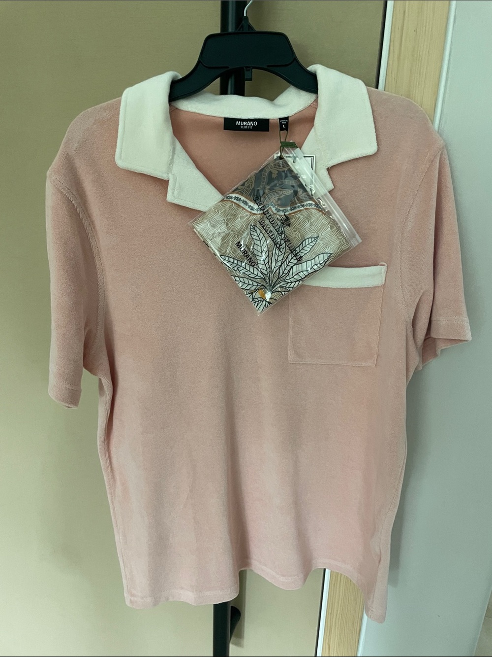 Murano Blush Pink Terry Polo with White Trim